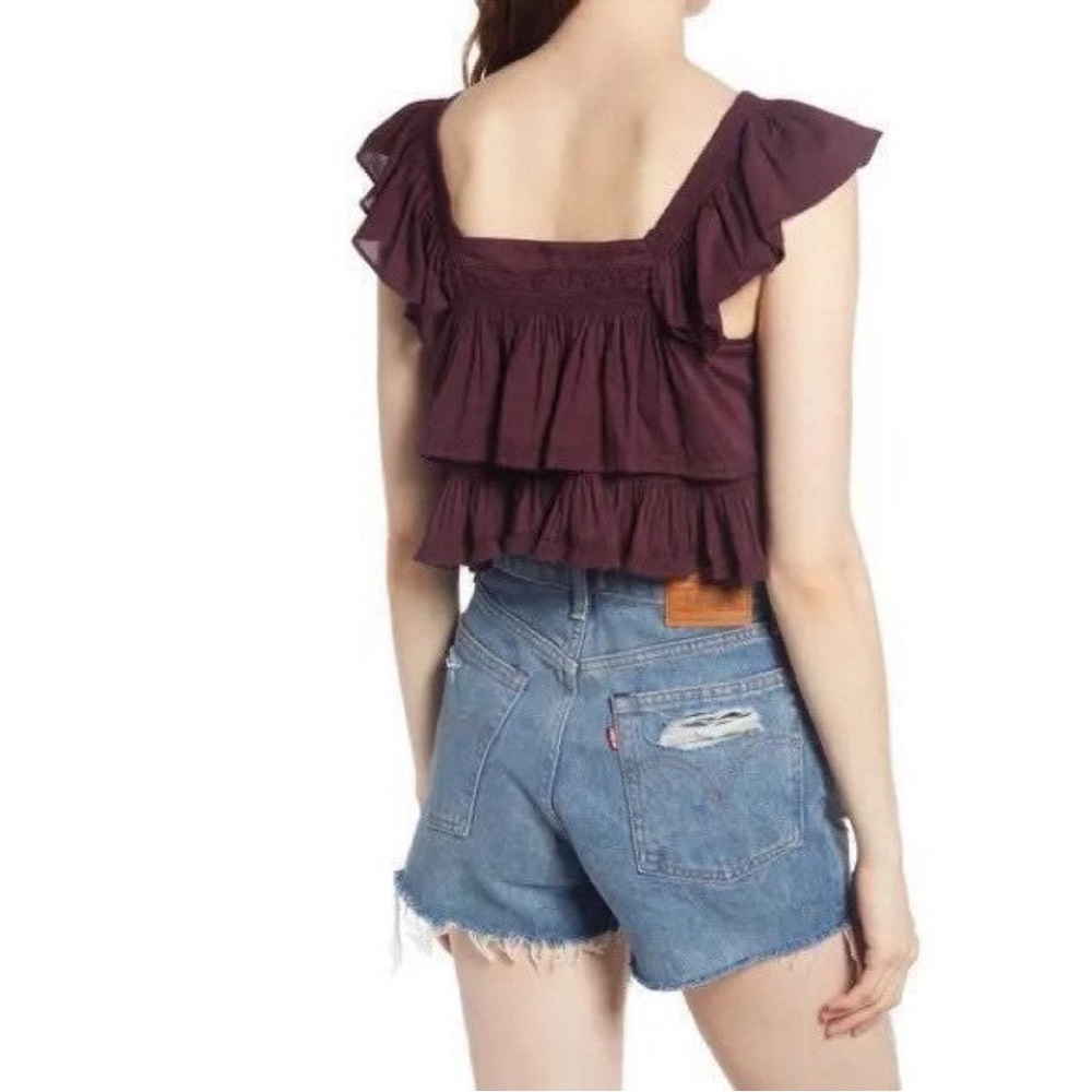 Free People Purple Ruffle Top - Picture 2 of 9